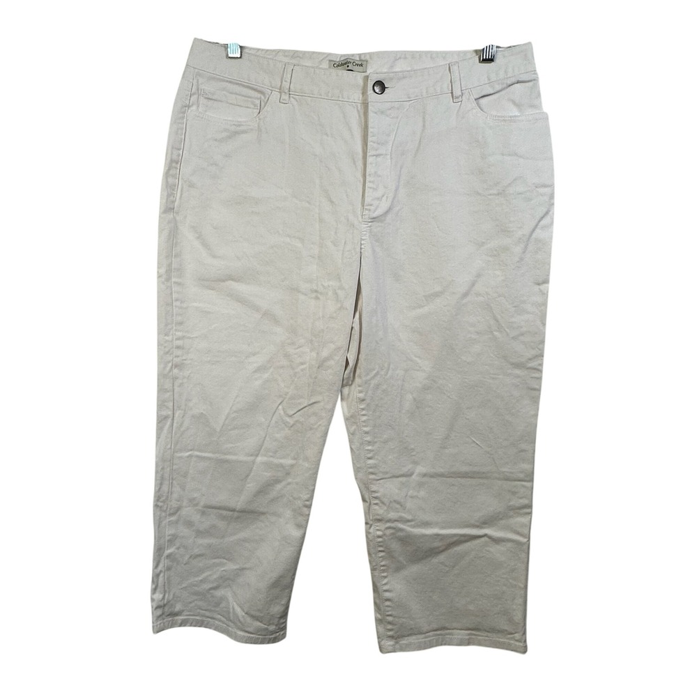 Coldwater Creek Womens White Cropped Stretch Cotton Twill‎ Pants Size 16